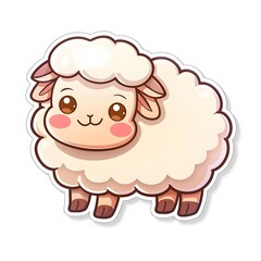 Naklejka premium Cute Cartoon Sheep Character with Fluffy Wool and Cheerful Expression