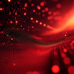 Abstract Red Particle Wave Digital Art