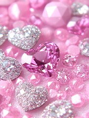 Pink jewel hearts creating a tender design for romantic expressions