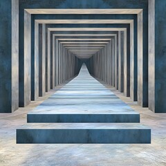 Fototapeta premium Surreal Hypnotic Corridor with Geometric Shapes and Textures
