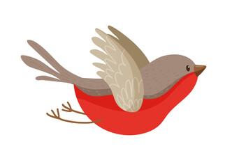 Red Christmas Bird Flying