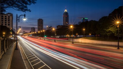 Night traffic trails in Atlanta