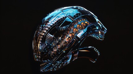 Fototapeta premium Cybernetic Lion Head: A Futuristic 3D Render