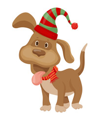 Dog In Christmas Hat