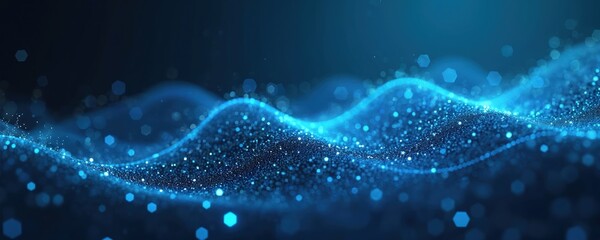 Abstract blue background with digital connections, network waves. Light, glowing energy illustration. Concept for technology, science, medicine, space art. Plasma wallpaper with motion, smoke, x-ray