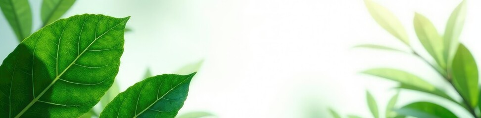 Obraz premium Large leaves with subtle texture on a white background, greenery, vegetation, isolated