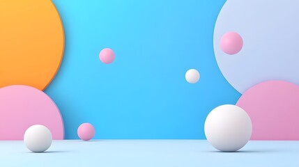 Futuristic Floating Spheres on Sleek Blue Gradient Background