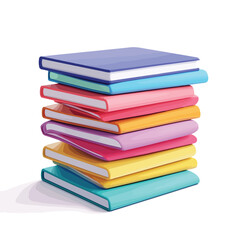 Vibrant 3D Render of Isolated Colorful Book Stack Icon