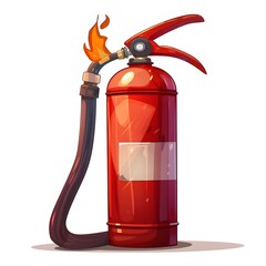 Obraz premium Rigid Red Fire Extinguisher with Flame on Nozzle for Safety Measures