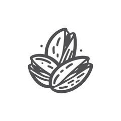 Pistachios, simple hand-drawn vector icon, monochrome outline icon