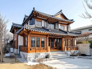 Obraz premium A beautifully constructed two story house with traditional design