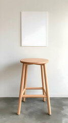 Minimalist Wooden Stool and Blank Canvas Illustration