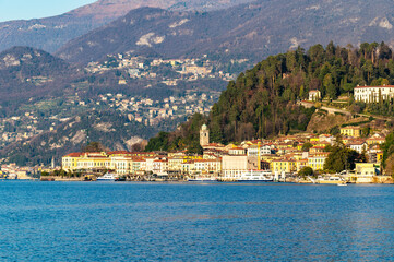 The town of Bellagio, on Lake Como, photographed on an autumnal day.

