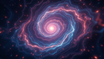 Obraz premium A cosmic illustration of a swirling galaxy with a bright center and outer arms
