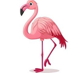Fototapeta premium Cartoon Flamingo Standing Gracefully on One Leg in Bright Colors