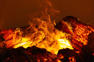 fire burning in a fireplace