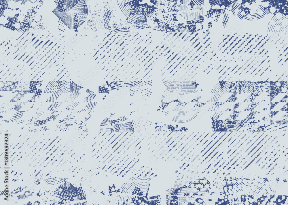 Aufkleber Background with glitch distorted grunge textures . grunge background texture with halftone dots, glitched shapes, textures and lines .Screen print vector background with grunge textured surface.