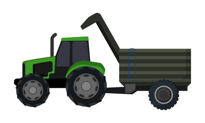 Green Tractor with Grain Trailer