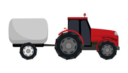 Red Tractor with Tank Trailer