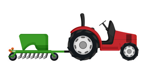 Green Tractor with Rake