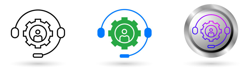 Modern Support icons present automation technology in customer service, Available in various styles, including outline, solid, and glossy effects, ideal for helpdesk software etc.