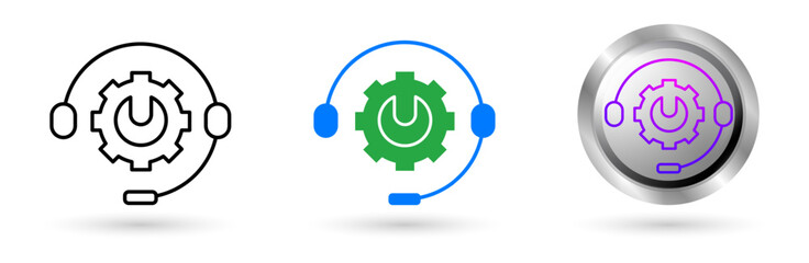 Modern Technical Support icon presents automation technology in customer service, Available in various styles, including outline, solid, and glossy effects, ideal for helpdesk software etc.