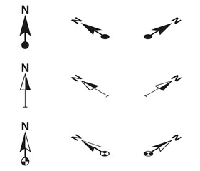 architectural pointing  symbol,north point WITH PERSPECTIVE ANGLES 	
