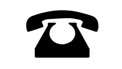 Minimalist black silhouette of a telephone handset symbolizing communication