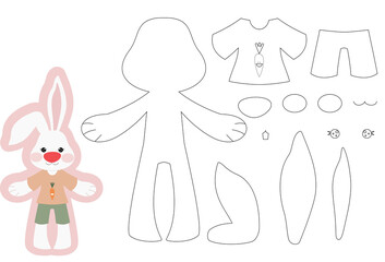 Isolated  Bunny for cricut, silhouette, laser cutting, paper, felt, fabric, school, decoration, Easter,  