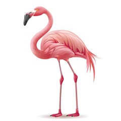 Fototapeta premium Pink Flamingo Standing Gracefully on One Leg in a Tropical Setting