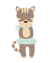 Cute Tabby Cat in Skirt