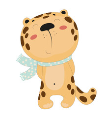 Fototapeta premium Happy Leopard in Scarf