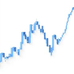 Fototapeta premium Blue Candlestick Chart Illustrating Stock Market Trends & Financial Analysis on White Background for Business & Investment Visualization