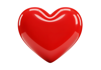 Shiny Red Heart Shape Symbolizing Love and Affection on a Transparent Background for Creative Projects