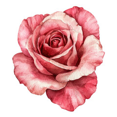 Beautiful pink rose with delicate petals isolated on transparent background, PNG
