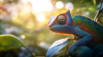 Fototapeta premium Adorable Chameleon in Natural Habitat