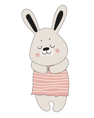 Cute Bunny in Pink Striped Dress