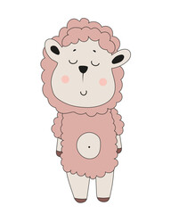Cute Lamb in Soft Pink Outfit