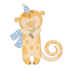 Cute Sleepy Animal with Scarf