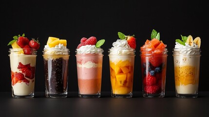 Colorful Healthy Fruit Smoothies in Glasses