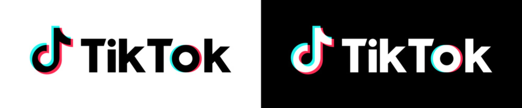 TikTok logo of social media network vector set. Warsaw, Poland - February 20, 2025