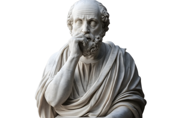 A marble statue of philosopher isolated on transparent background - Fictional Person, 