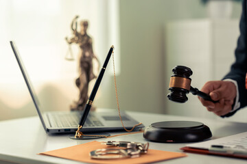 Justice lawyer, businessman in suit or lawyer working on legal documents, advice and justice concept, legal service, close-up portrait