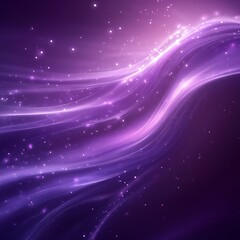 Purple Abstract Waves with Glowing Particles