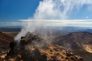 Steam vent activity in New Zealand