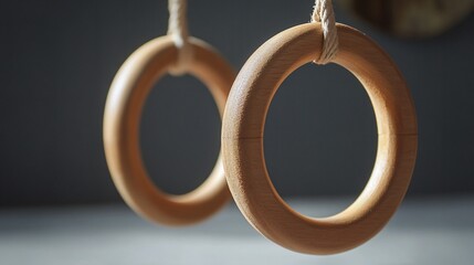 Professional wooden gymnastic rings for workouts