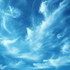 Serene Blue Sky with Wispy Cloudscape