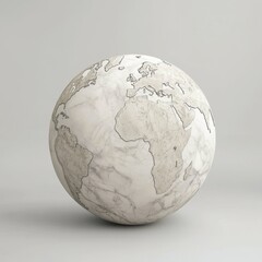 Elegant Marble Globe Showcasing Continents in a Minimalist Style, Ideal for Decor and Educational Purposes