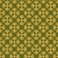 Gold art nouveau repeating motif seamless pattern