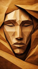 Expression of Human Emotion Through Geometric Forms in a Brown-Toned Art Piece